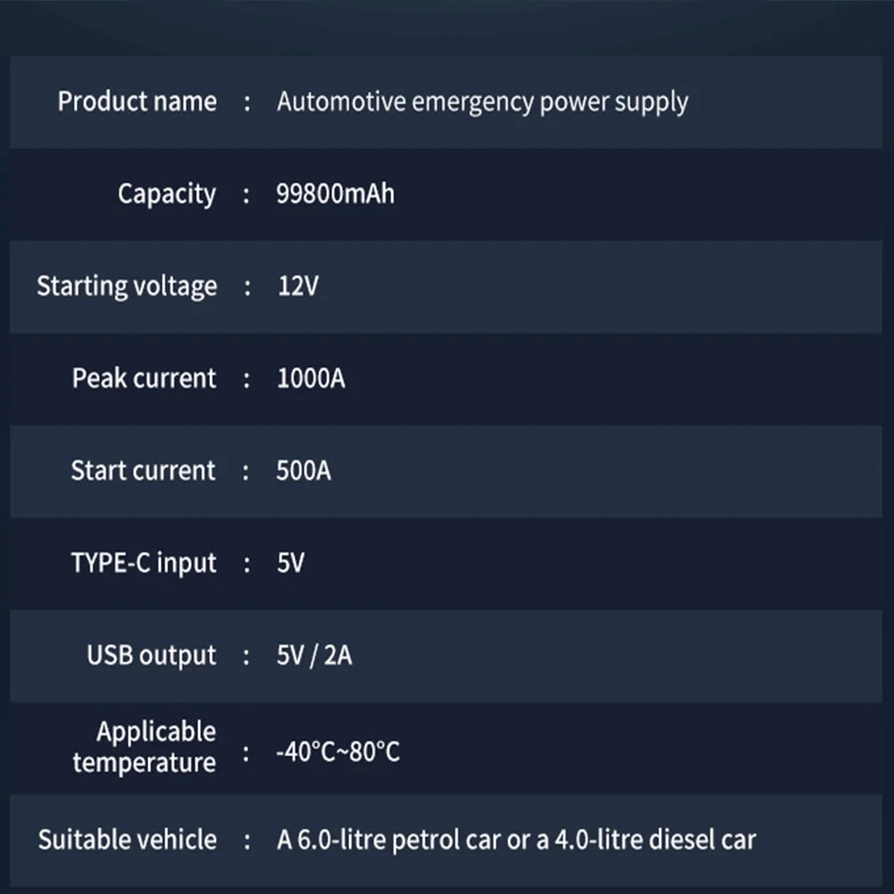 5000A Peak 12V Car Jump Starter with LCD Display H5974