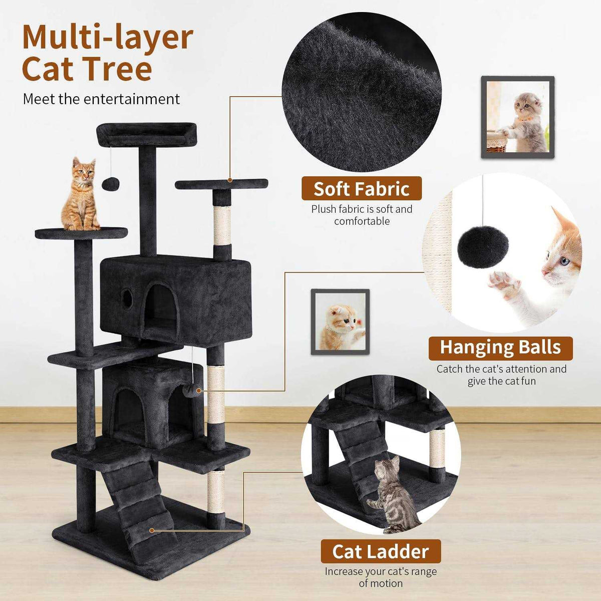 54in Cat Tree with Scratching Post F1438
