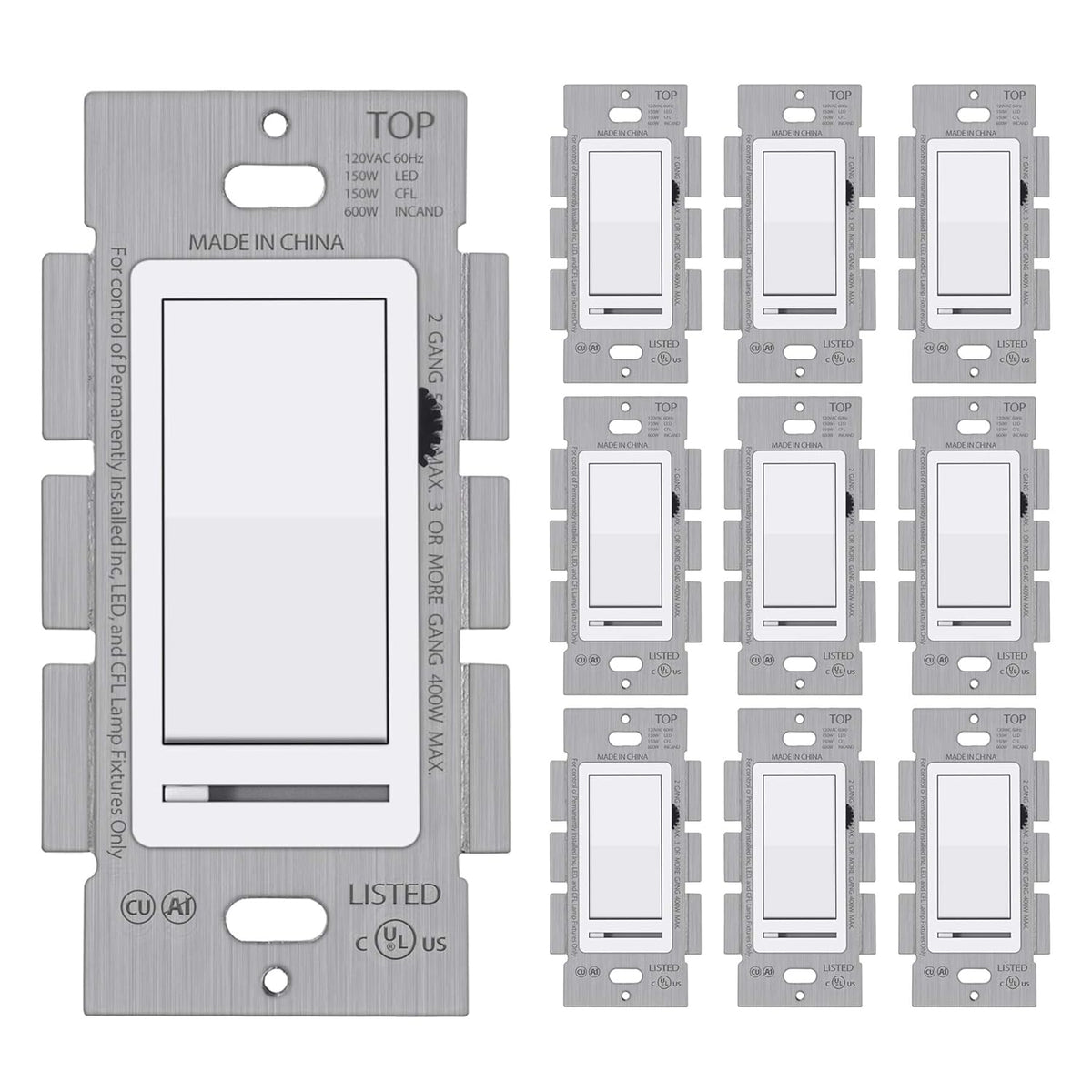 10 Pack Dimmer Wall Light Switch D7008