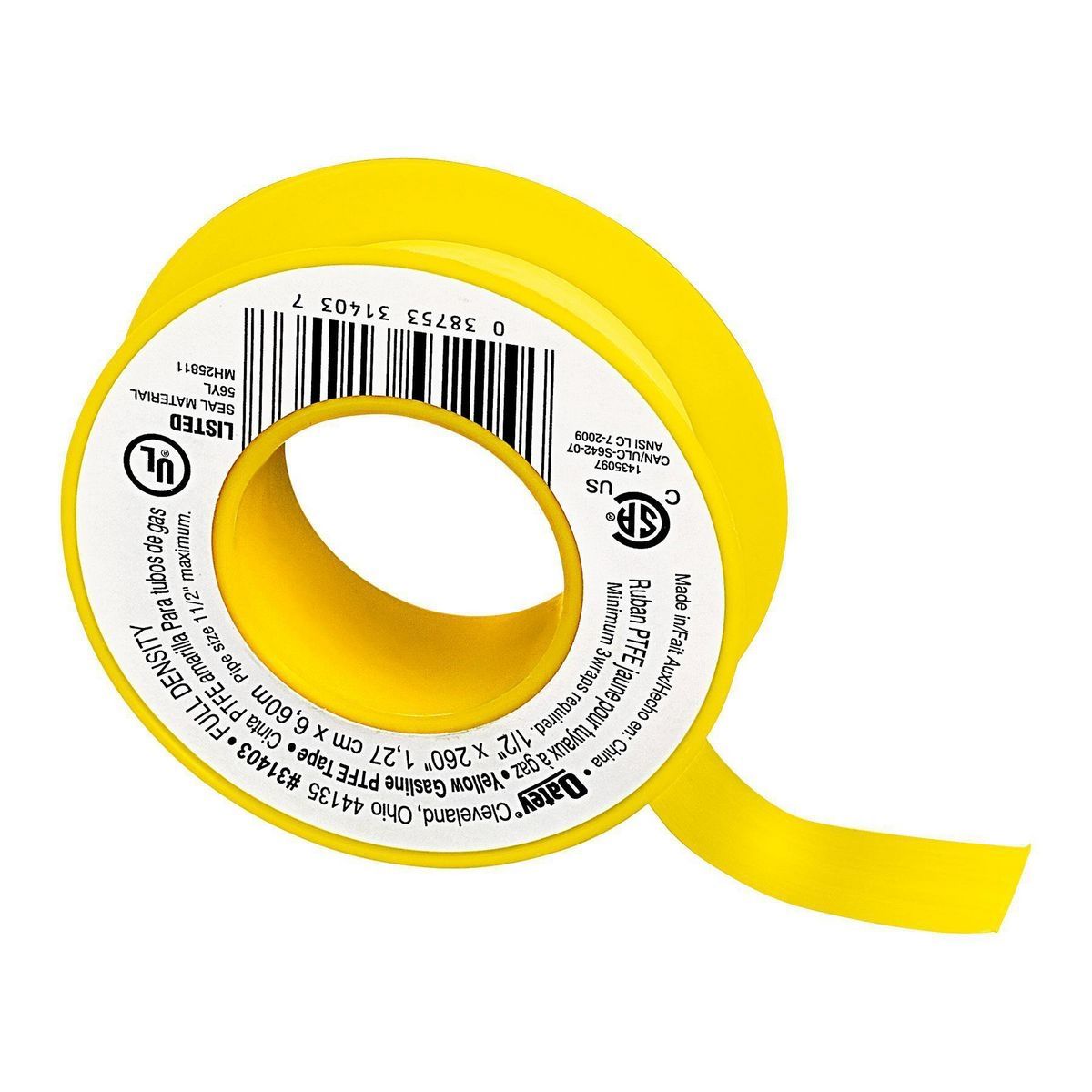 1/2 in. x 21-2/3 ft. Yellow PTFE Thread Seal Tape K24307