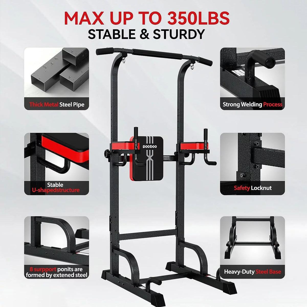 Multifunction Power Tower Dip Station Pull up Bar D126388