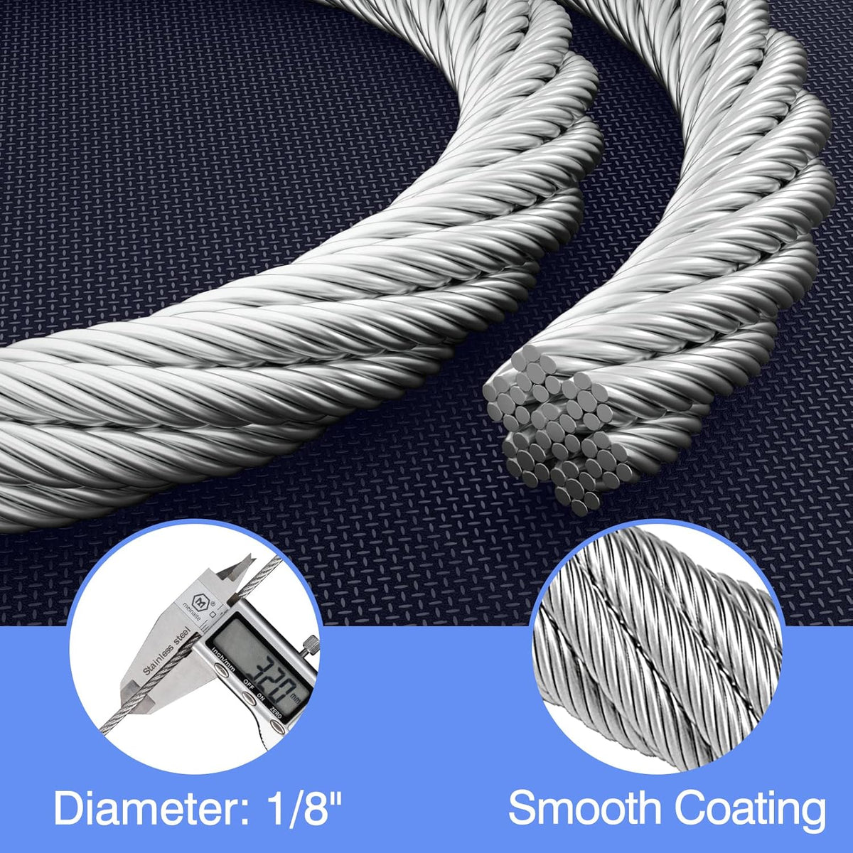 1/8 T316 Stainless Steel Cable 650 ft U268888