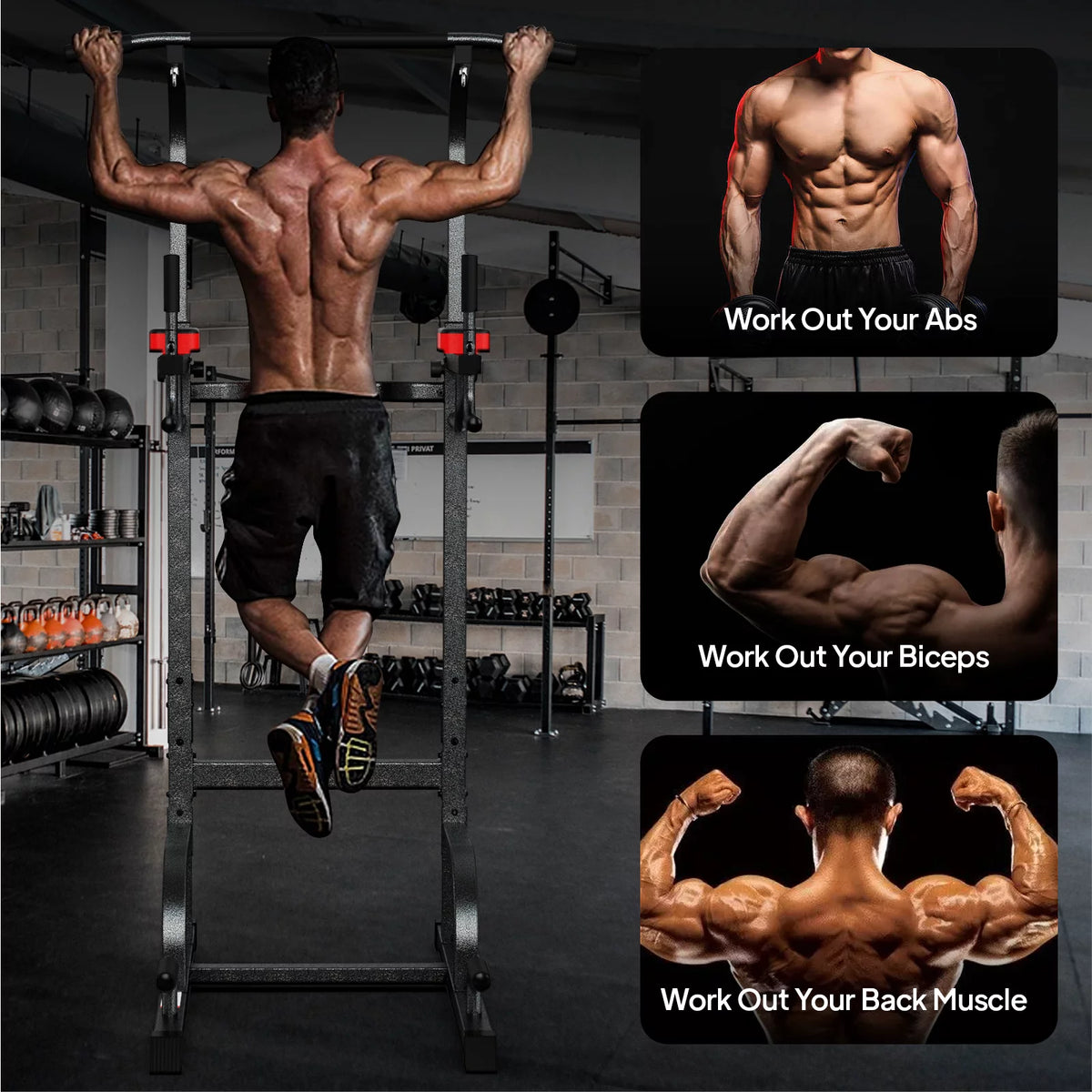 Multifunction Power Tower Dip Station Pull up Bar D126388