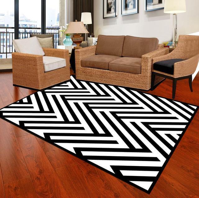 Black White Geometric Carpet W40342