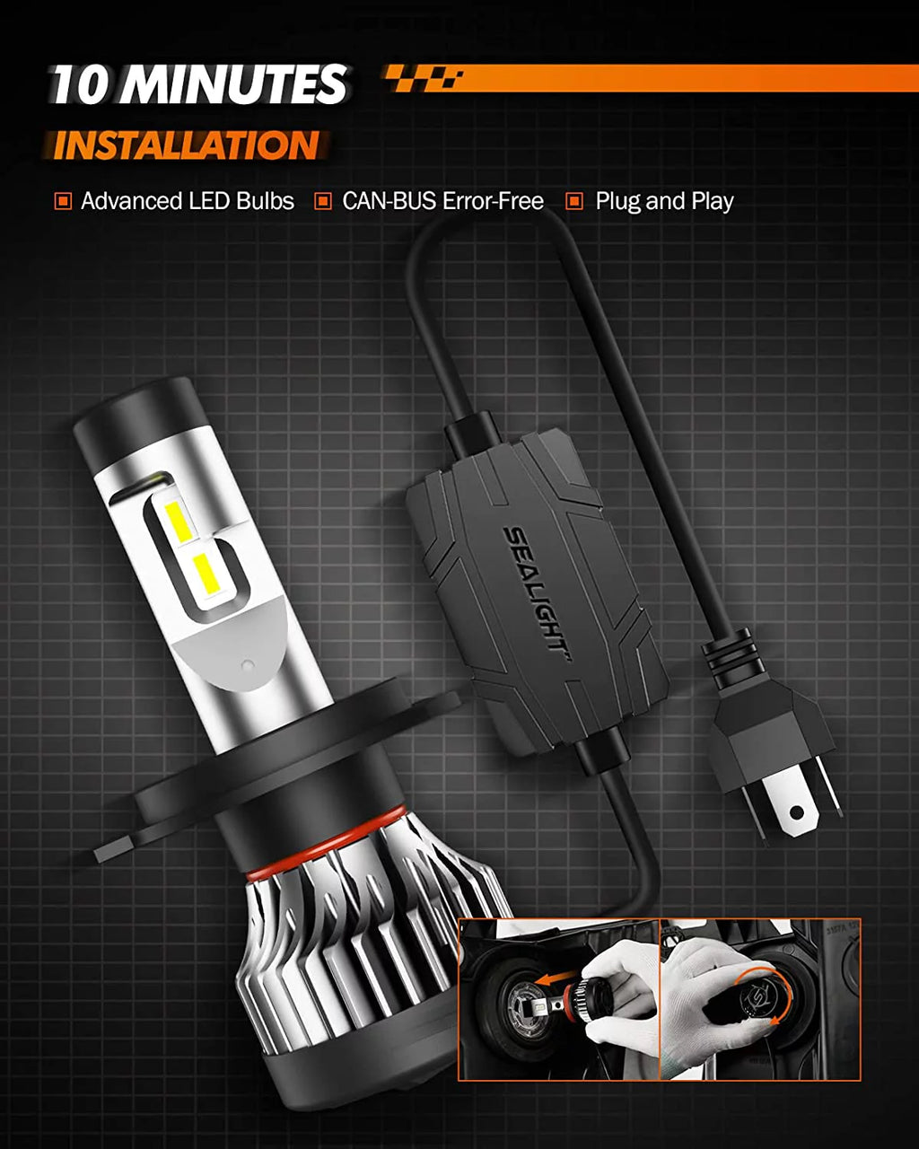 H4/9003/HB2 LED Bulbs 100W 24000 Lumens IP67 V760787