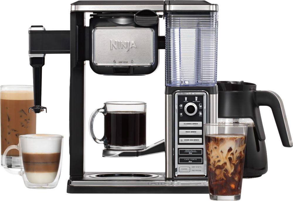10-Cup Black Stainless Coffee Brewer with Glass Carafe J679739
