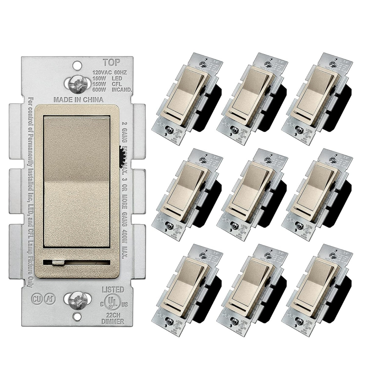 10 Pack Dimmer Wall Light Switch D7008