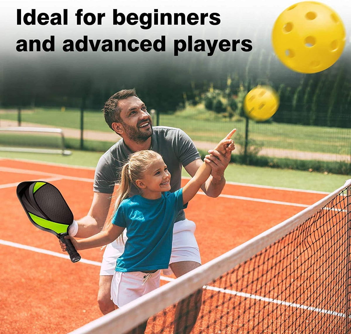 Graphite Pickleball Set of 2 with 4 Balls and Carry Bag B596