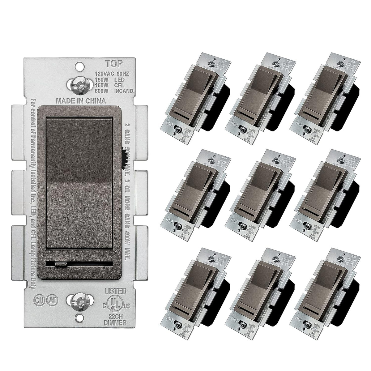 10 Pack Dimmer Wall Light Switch D7008