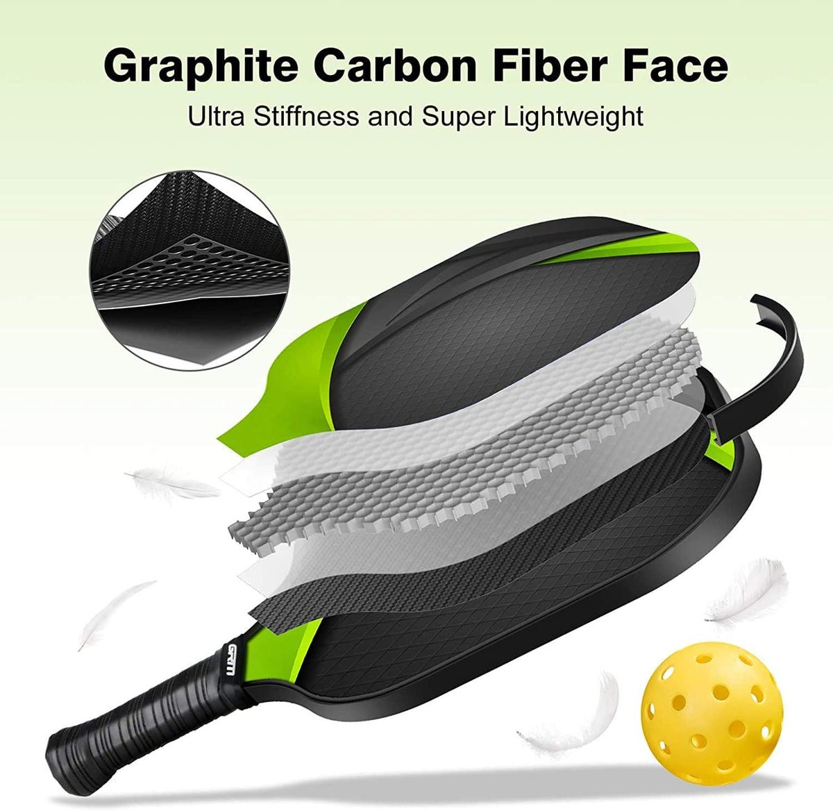 Graphite Pickleball Set of 2 with 4 Balls and Carry Bag B596