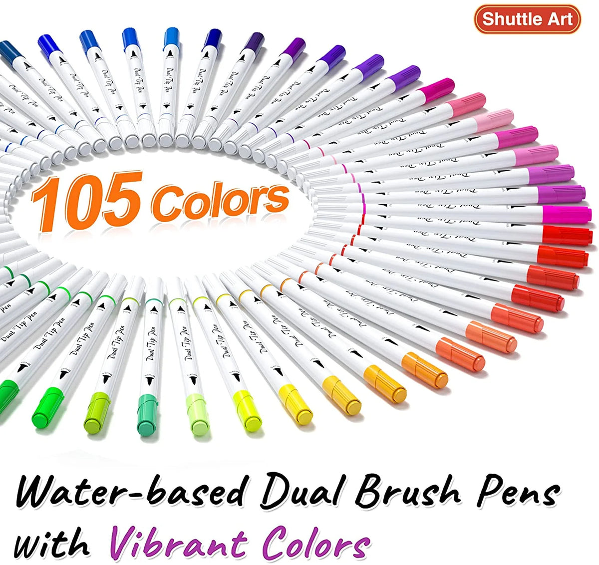 105 Colors Dual Tip Brush Pens Set with Coloring Book I902815