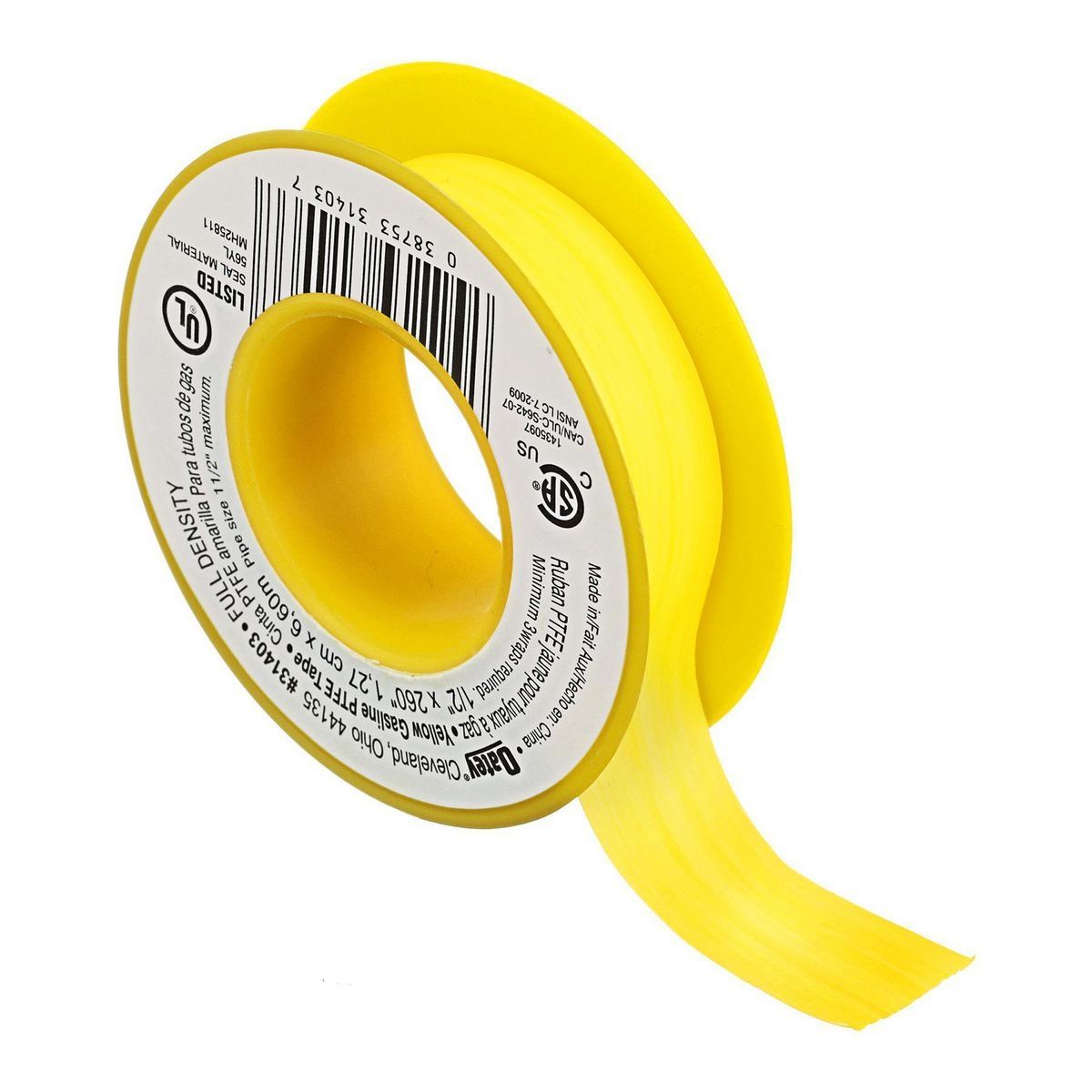 1/2 in. x 21-2/3 ft. Yellow PTFE Thread Seal Tape K24307
